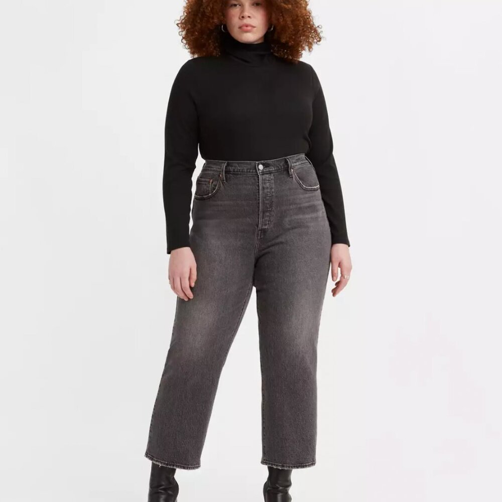 Levi Ribcage Straight Ankle Black Jeans